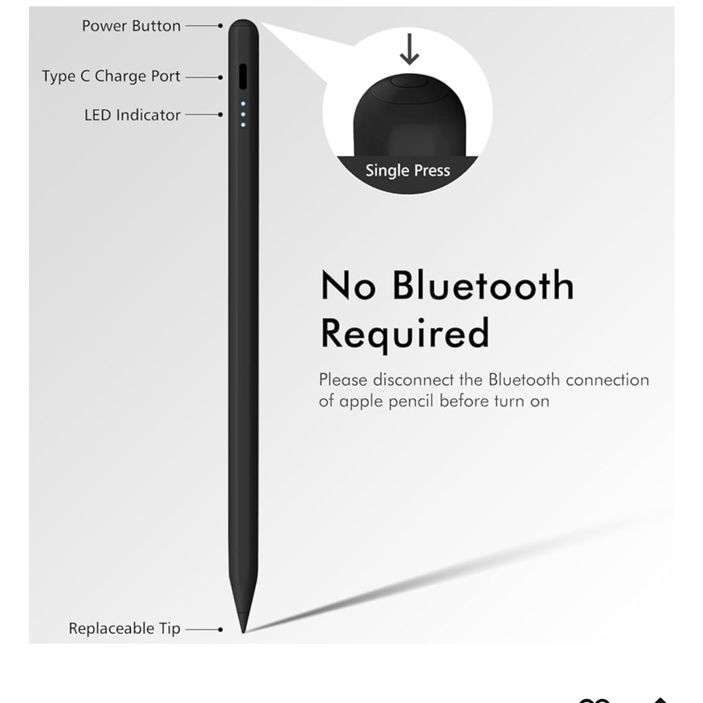 Stylus Pen for iPad 13min Fast Charge Palm Rejection Tilt Sensitivity - Picture 8 of 9